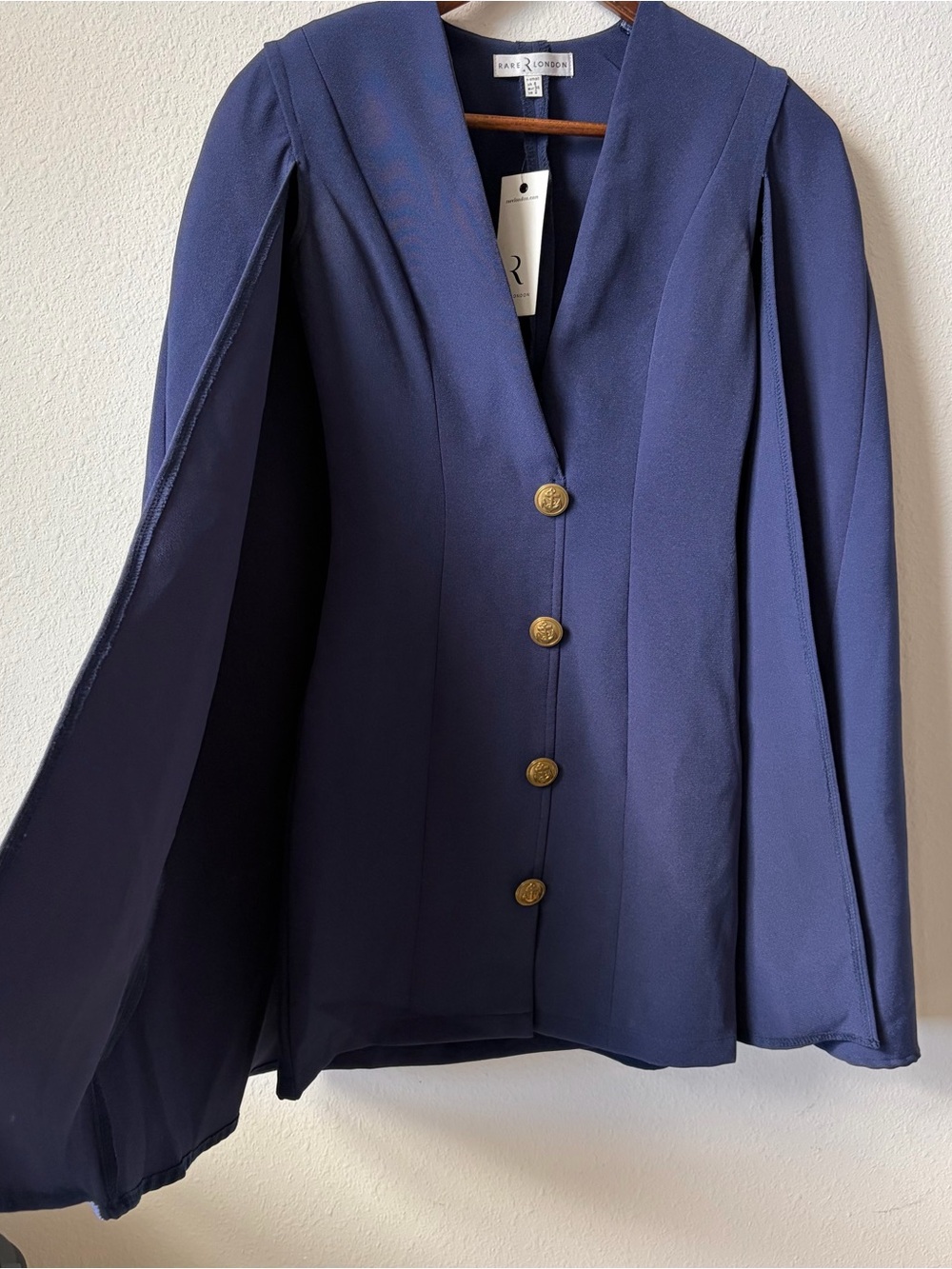 Modcloth Cape Navy Blue Nautical Bodycon Mini Dress Gold Buttons Rare London - Picture 5 of 10